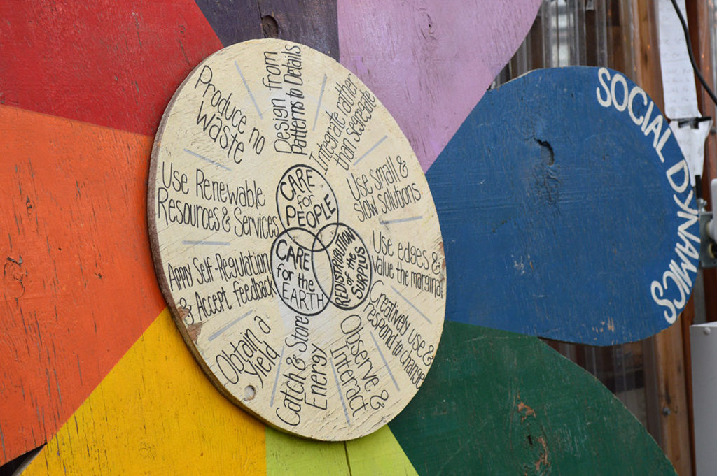 wooden rainbow flower